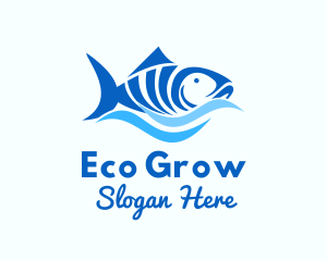 Aquaponics - Blue Tuna Fish logo design