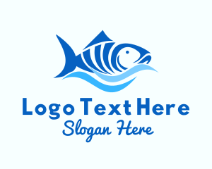Marine Animal - Blue Tuna Fish logo design