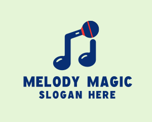 Singer - Blue Musical Microphone logo design