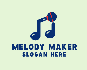 Singer - Blue Musical Microphone logo design