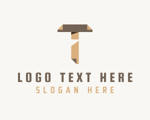 Paper Sheet - Paper Fold Document Letter T logo design