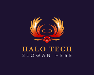 Wings Angel Halo logo design