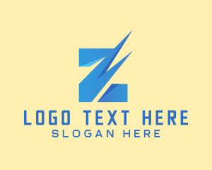Negative Space - Blue Thunder Letter Z logo design