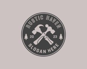 Hipster Round Hammer logo design