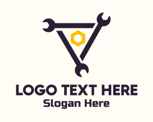 Auto Shop - Wrench Mechanic Triangle logo design
