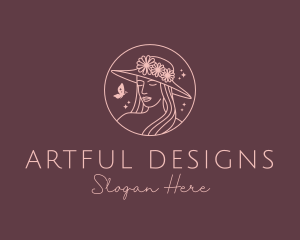 Lady Hat Butterfly logo design