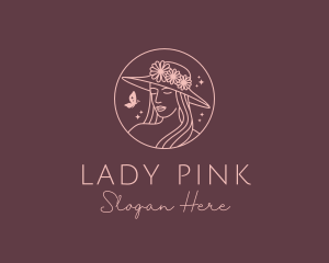 Lady Hat Butterfly logo design