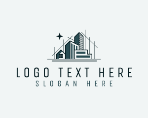 Blueprint - Urban Structure Blueprint Architect logo design