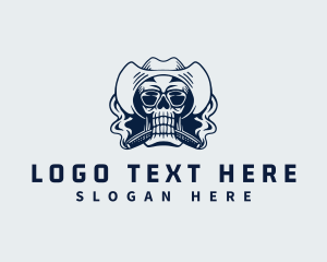 Fashion - Smoking Skull Cowboy logo design