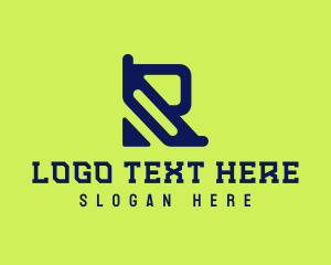 Green - Digital Tech Letter R logo design