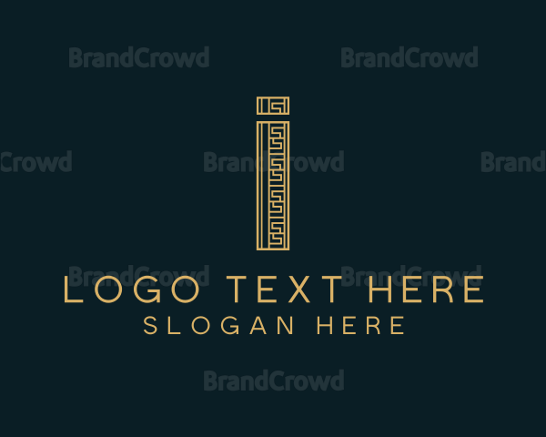 Greek Pattern Architecture Letter I Logo