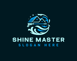 Pressure Wash Roof Shine logo design