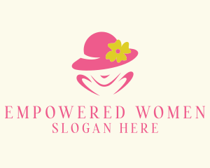 Women Fashion Flower Hat logo design