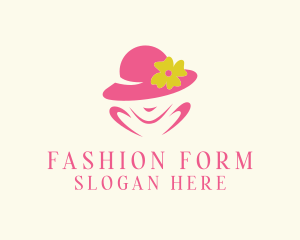 Women Fashion Flower Hat logo design