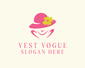 Women Fashion Flower Hat logo design