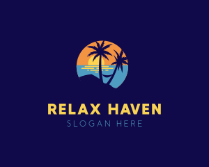 Hammock - Relaxing Beach Sunset logo design