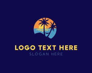 Vacation - Relaxing Beach Sunset logo design