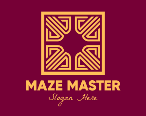 Golden Intricate Maze logo design