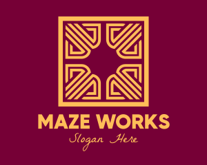 Maze - Golden Intricate Maze logo design