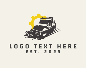 Road Repair - Road Roller Machine logo design