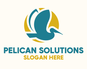 Pelican - Stork Summer Sun logo design