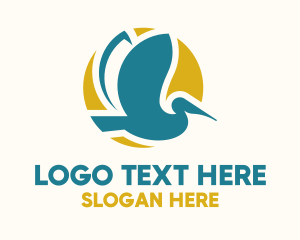 Pelican - Stork Summer Sun logo design