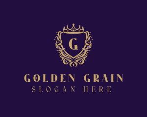 Golden Royalty Shield logo design