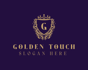 Golden Royalty Shield logo design