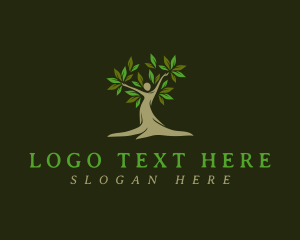 Vegan - Human Tree Leaves logo design