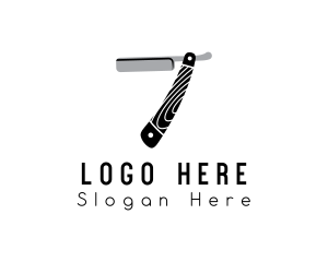 Barber - Wood Handle Razor logo design