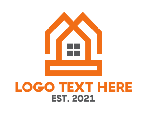 Duplex - Orange Twin House logo design