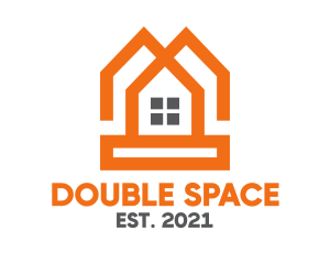 Duplex - Orange Twin House logo design