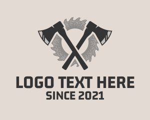 Industrial - Lumberjack  Axe Cutter logo design