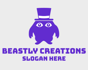 Purple Top Hat Monster logo design