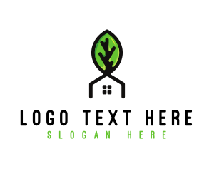 Black - Plant Leaf House logo design