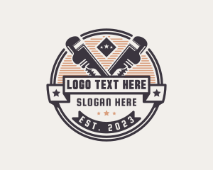 Tools - Hipster Pipe Wrench logo design