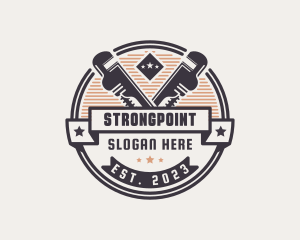 Badge - Hipster Pipe Wrench logo design