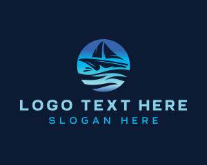 Ocean Boat Sailing Logo