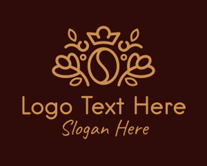 Coffee Shop - Gold Coffee Bean Crown logo design