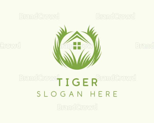 House Lawn Grass Logo