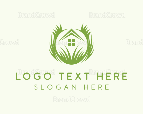 House Lawn Grass Logo