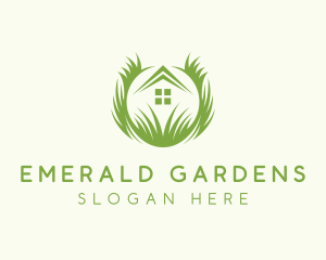 House Lawn Grass logo design