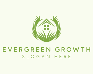 House Lawn Grass logo design