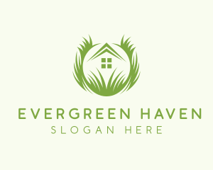 House Lawn Grass logo design