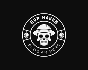 Hops - Skeleton Skull Hops logo design