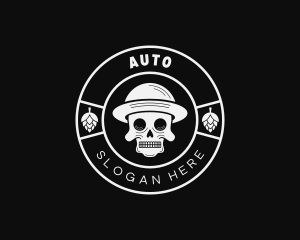 Black Skull - Skeleton Skull Hops logo design