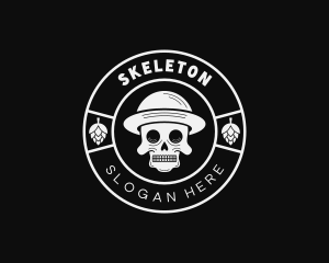 Skeleton Skull Hops logo design