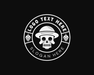 Horror - Skeleton Skull Hops logo design