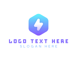 Hexagonal Thunder App logo design