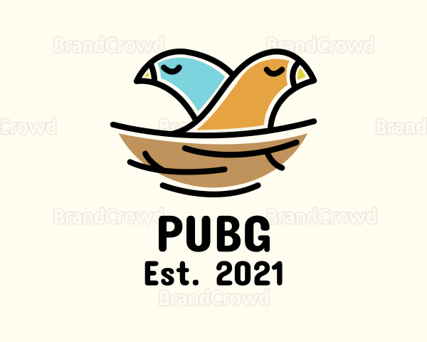 Bird Couple Nest Logo